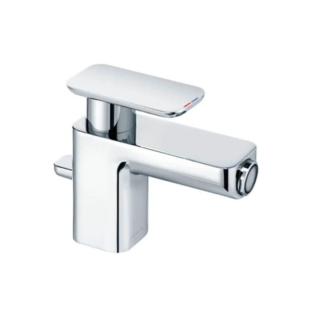 Kludi Bidetarmatur in chrom mit flachem Hebel und einem Auslauf, ausgestattet mit einem Wasserregler und einem modernen Design.